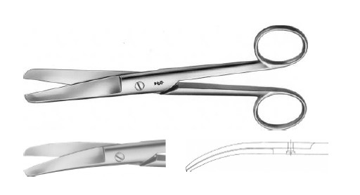 АБДОМІНАЛЬНІ НОЖИЦІ ВИГНУТІ 175MM